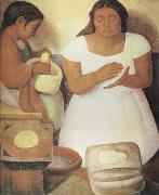 Diego Rivera Make the tortilla oil on canvas